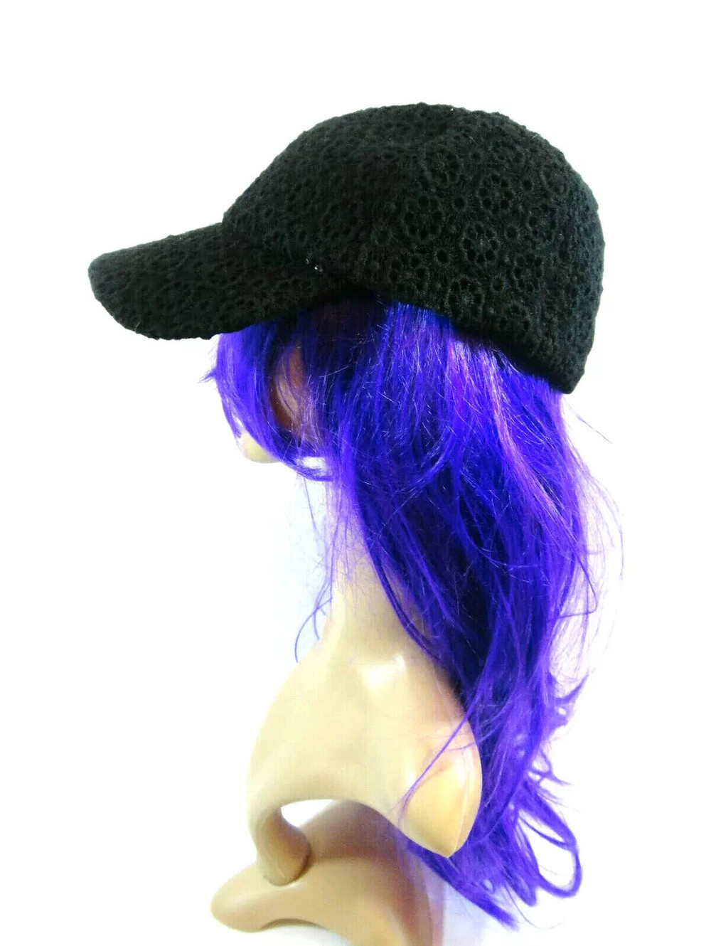 INC International Concepts Womens Black Baseball Cap Floral Crochet  O/S   NEW!!